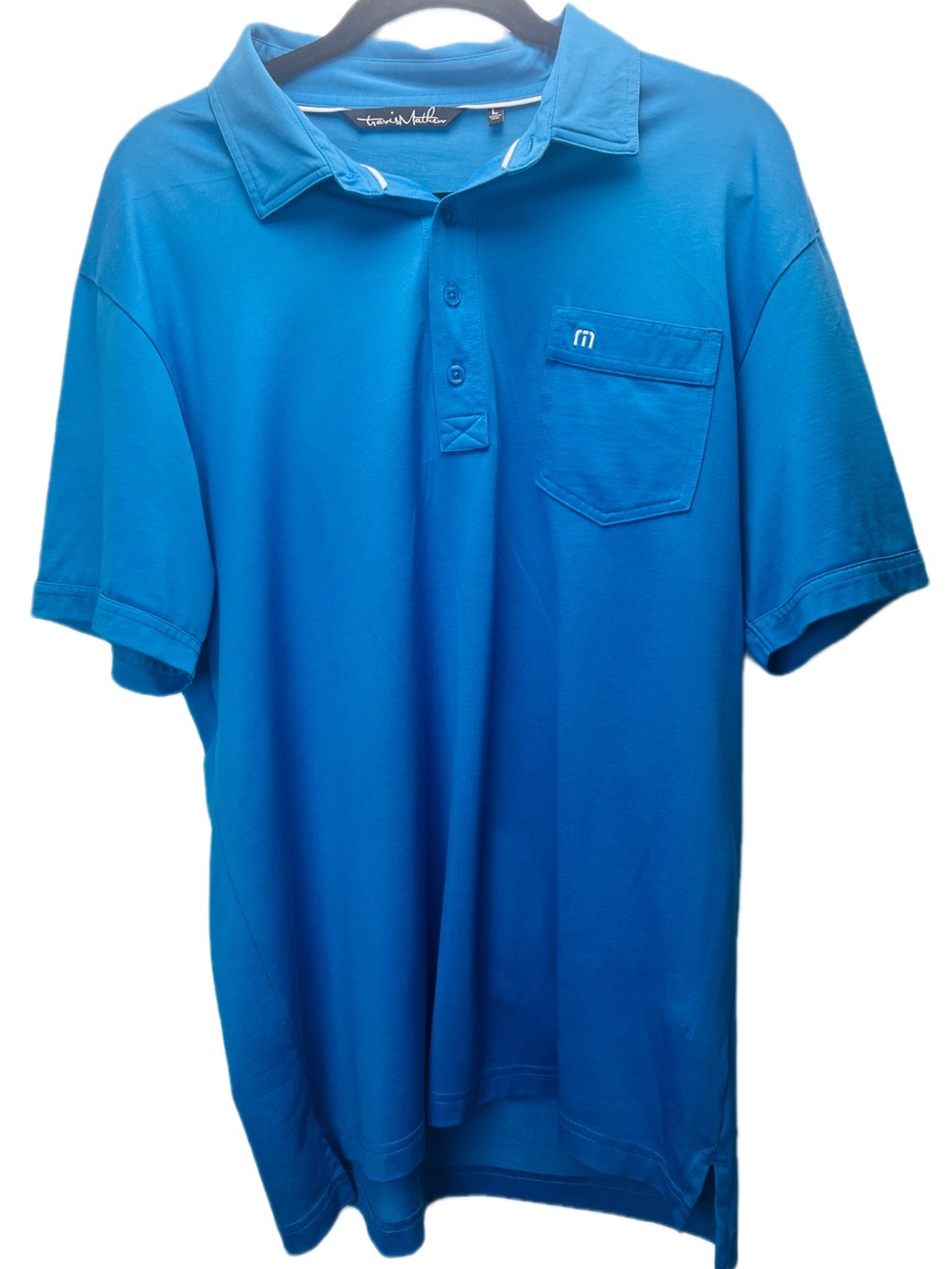 TravisMathew Blue Polo Shirt Men’s Large Pima Cotton Blend Golf Casual
